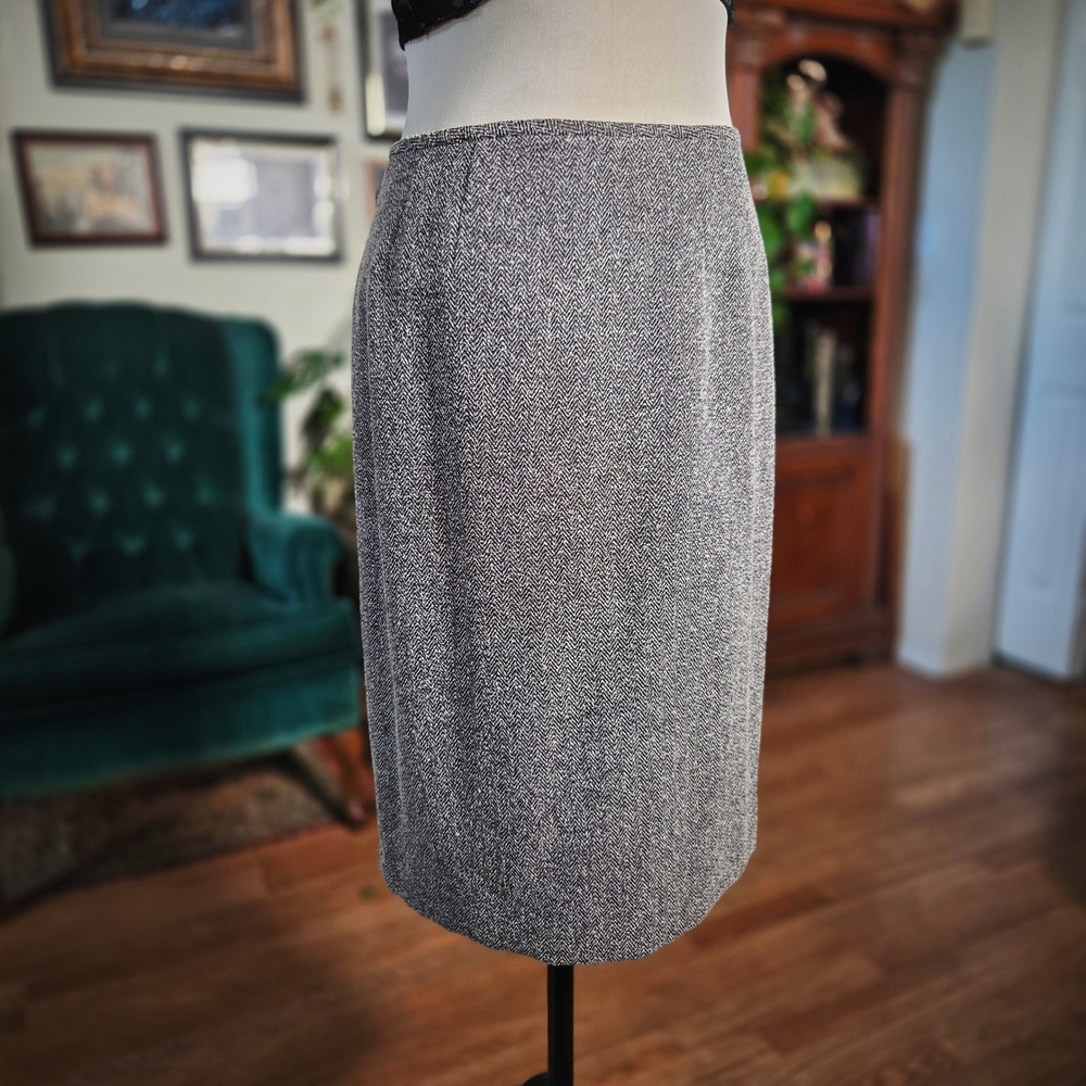 Le Suit Womens Herringbone Pencil Skirt Career Office Chic Knee Length
